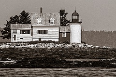 Blue Hill Bay Light on Rocky Island -Sepia Gritty Look